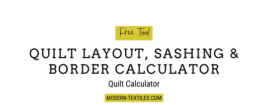 Quilt Layout, Sashing and Border Calculator preview with free tool and branding text.