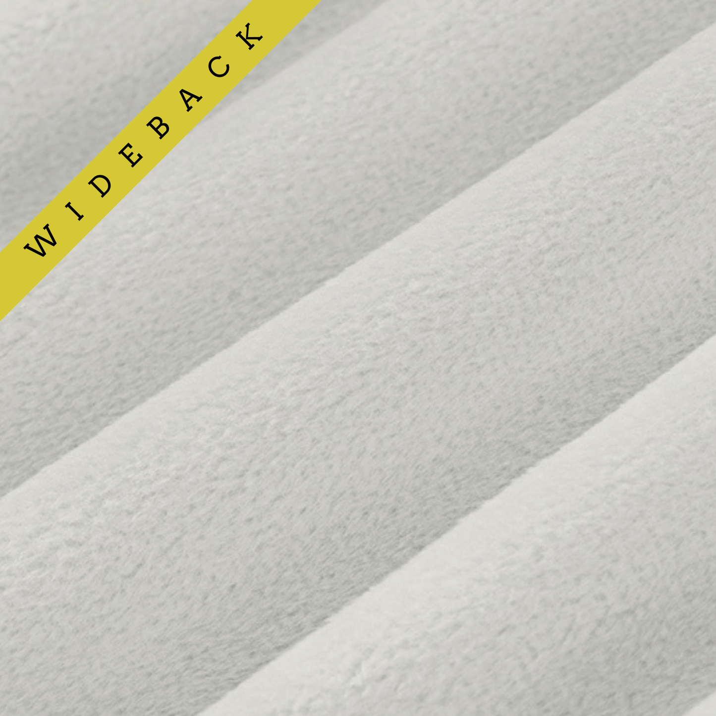 Soft 90 wide minky in light to medium grey color, folded onto itself to show dimension. Text overlay of Wideback in corner.