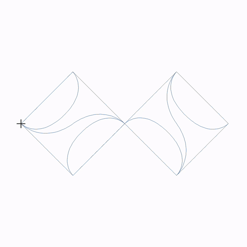 Bauhaus Tiles stitch path preview showing continuous quilting line for digital longarm machines.