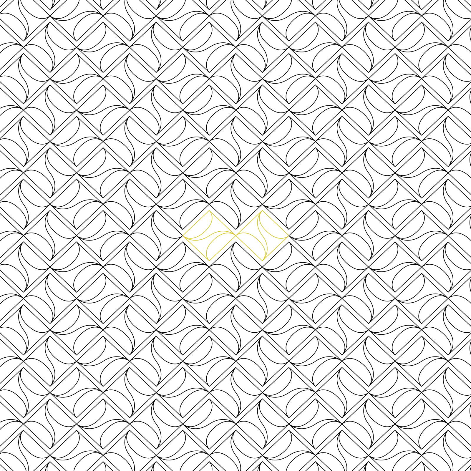 Seamless Bauhuas Tiles digital pantograph pattern repeat designed for continuous edge-to-edge longarm quilting.