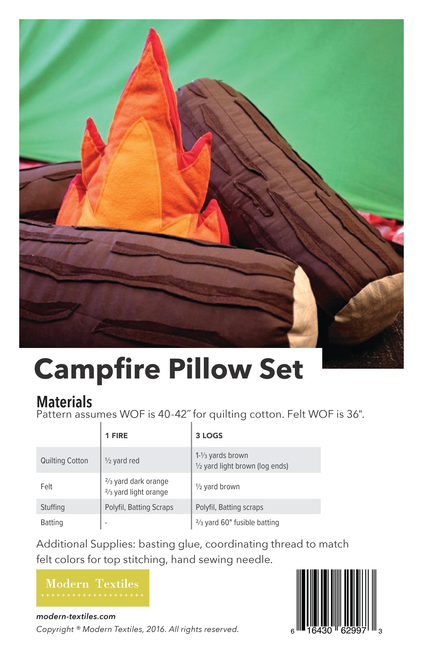 Campfire Pillow Set Pattern - Paper Pattern