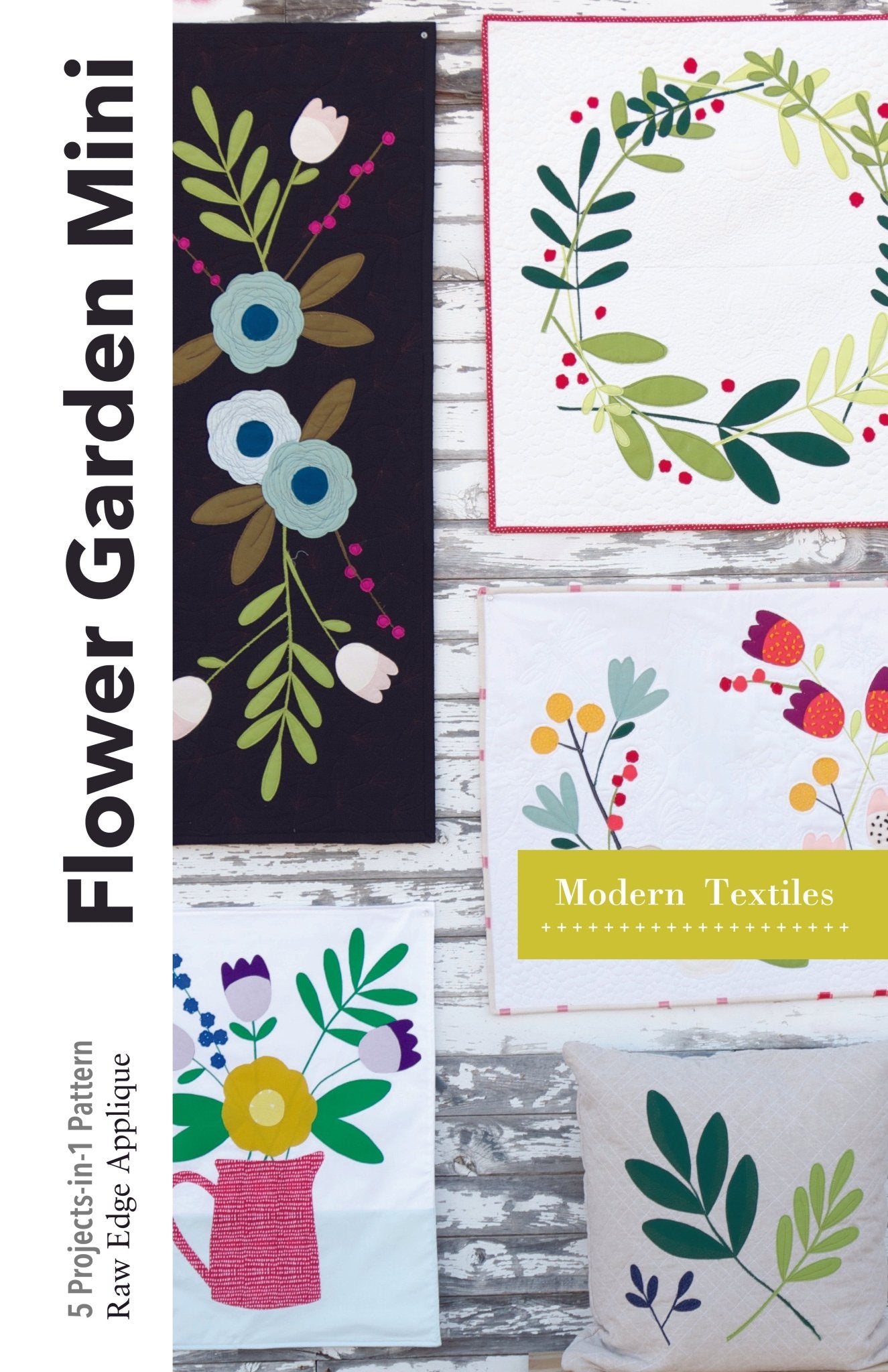 Flower Garden Mini sewing pattern cover showing small floral quilt projects.