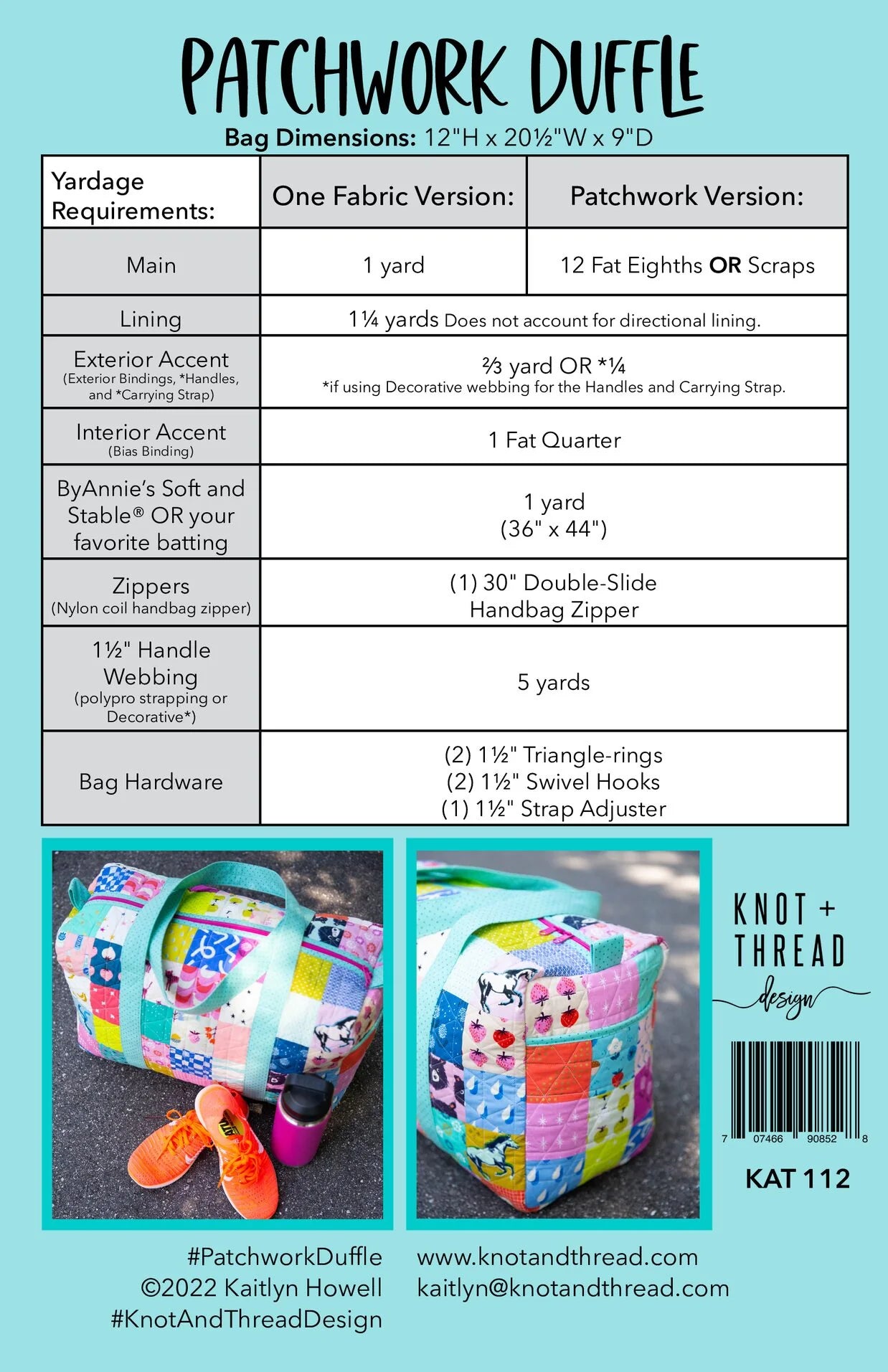 Patchwork Duffle 2nd Edition Paper Pattern