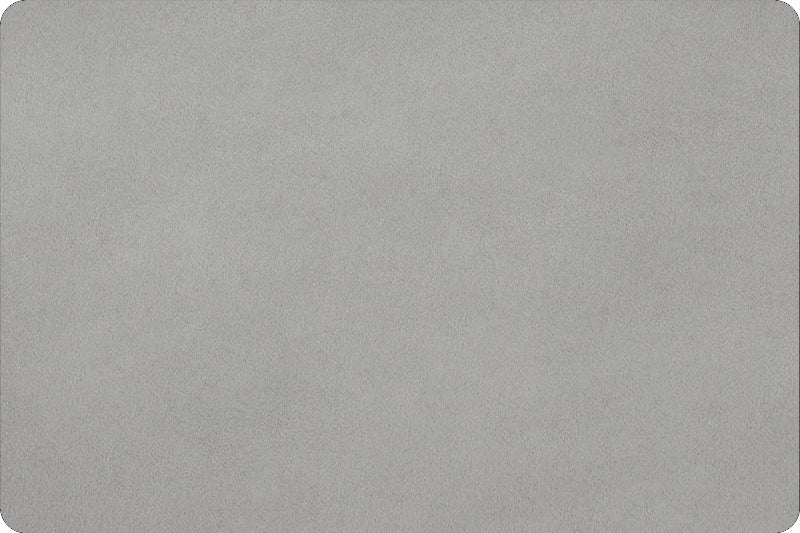 Lay flat of 90 wide minky in medium grey color, folded onto itself to show dimension.