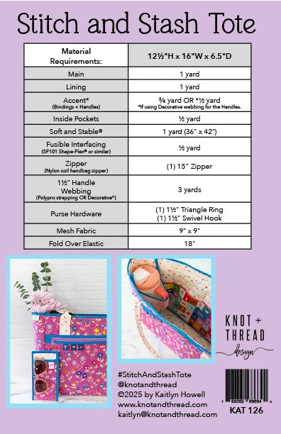 Stitch and Stash Tote Paper Pattern