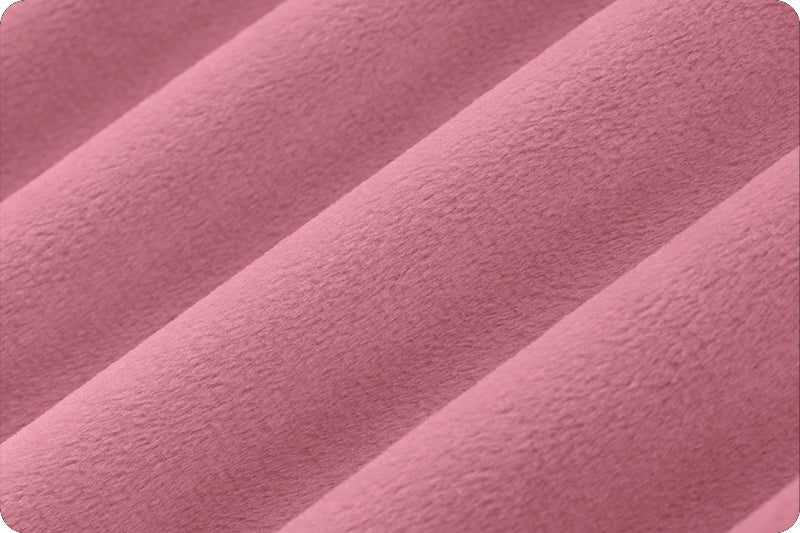 90 Wide minky in deep medium pink color, folded onto itself to show dimension.
