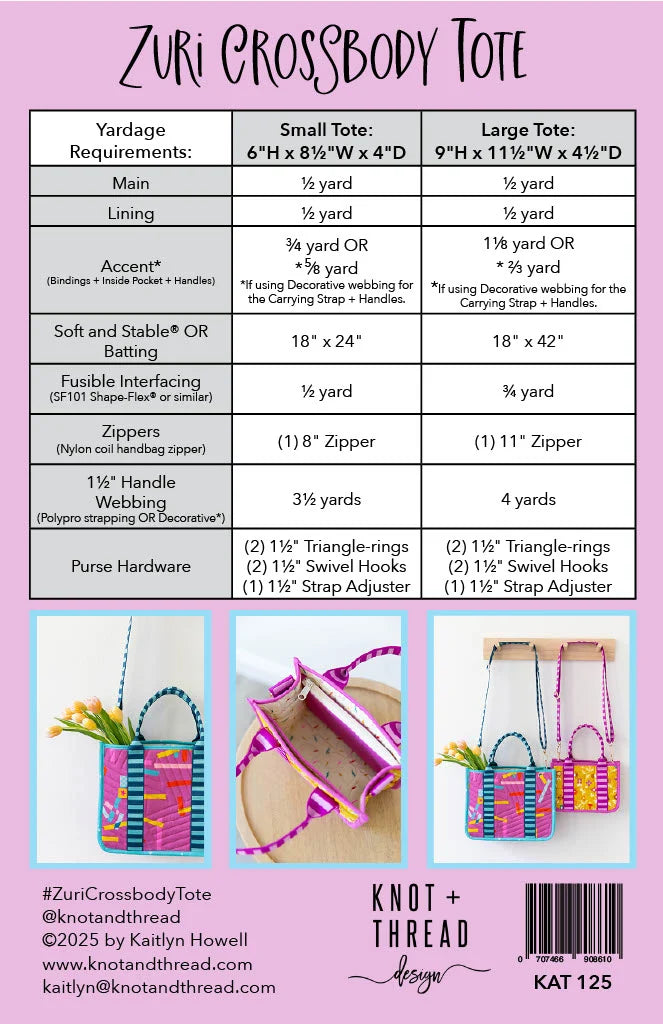 Zuri Crossbody Tote Paper Pattern