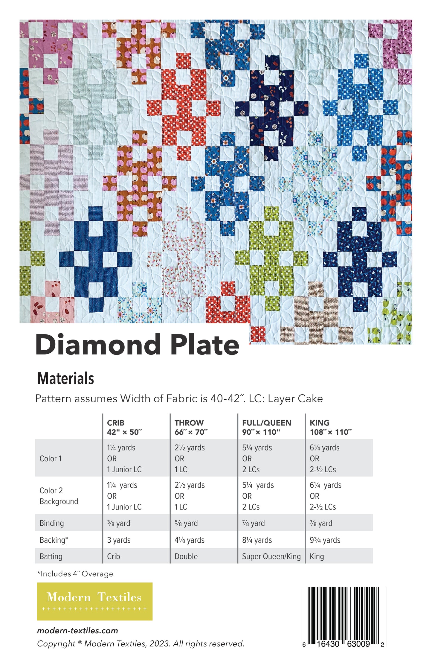 Diamond Plate Quilt Pattern - 5 pack